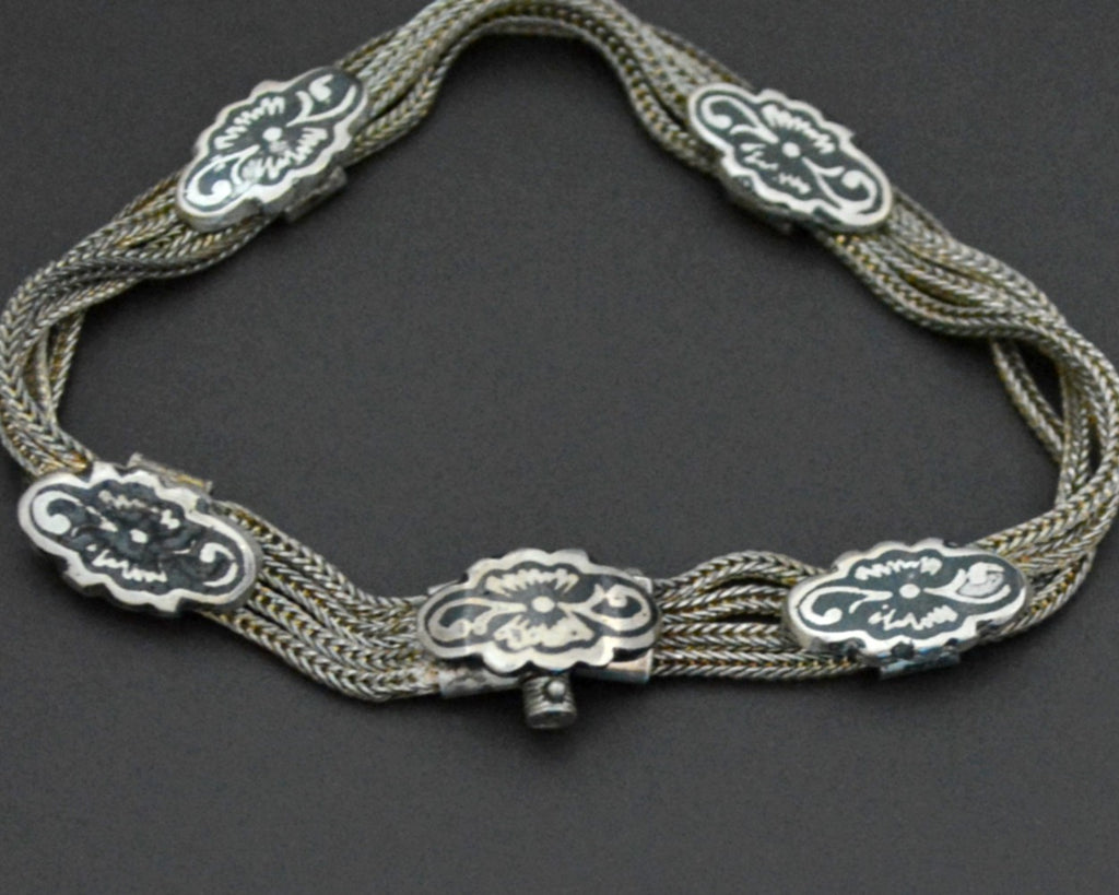 Vintage Russian Niello Chain Bracelet