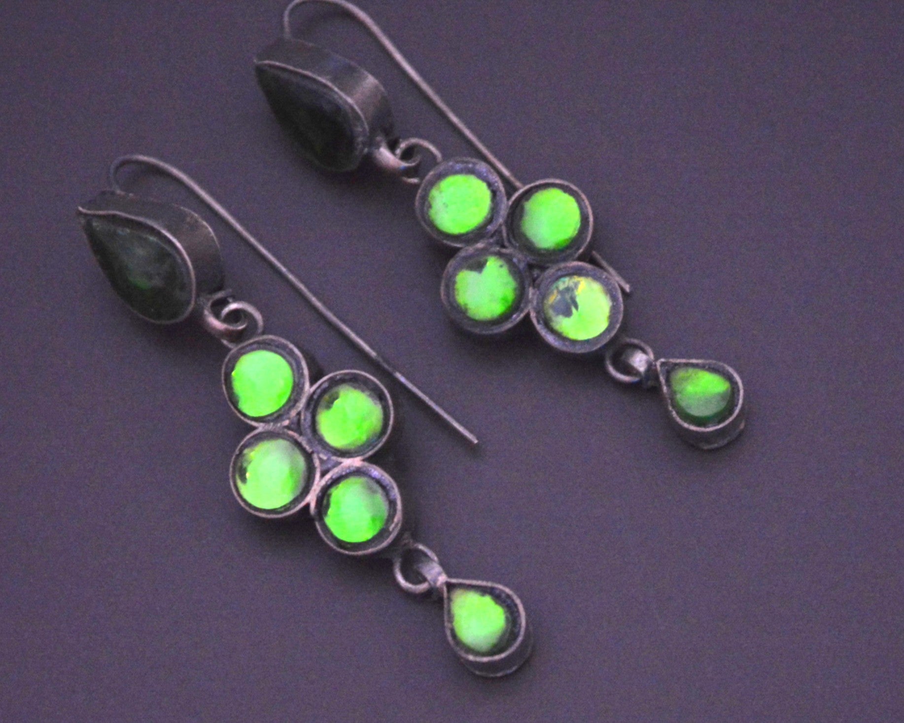 Rajasthani Earrings with Green Glass