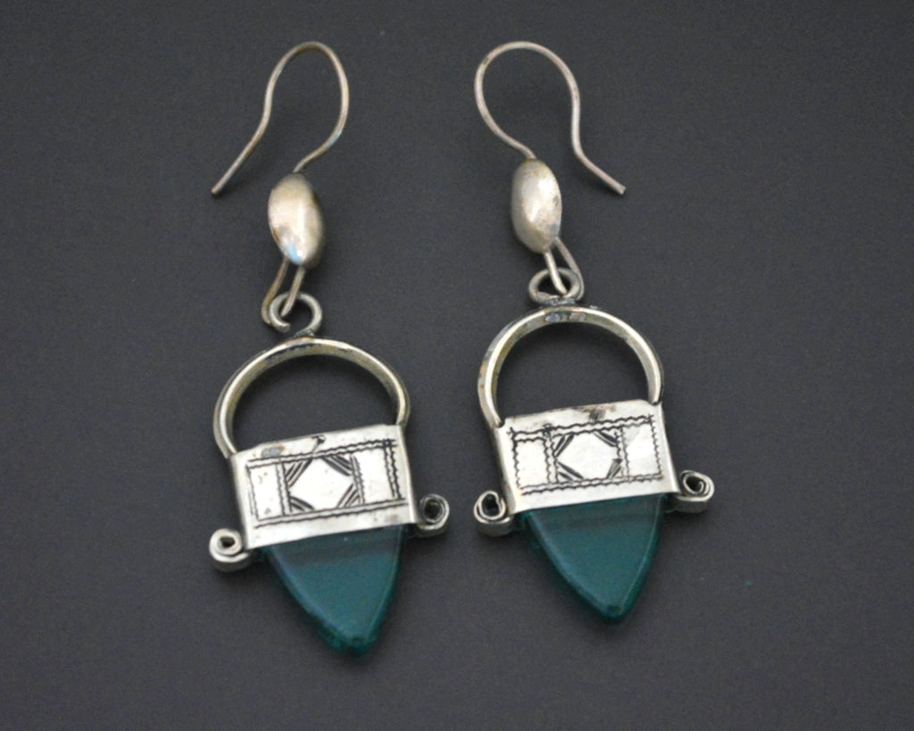 Tuareg Earrings with Green Glass
