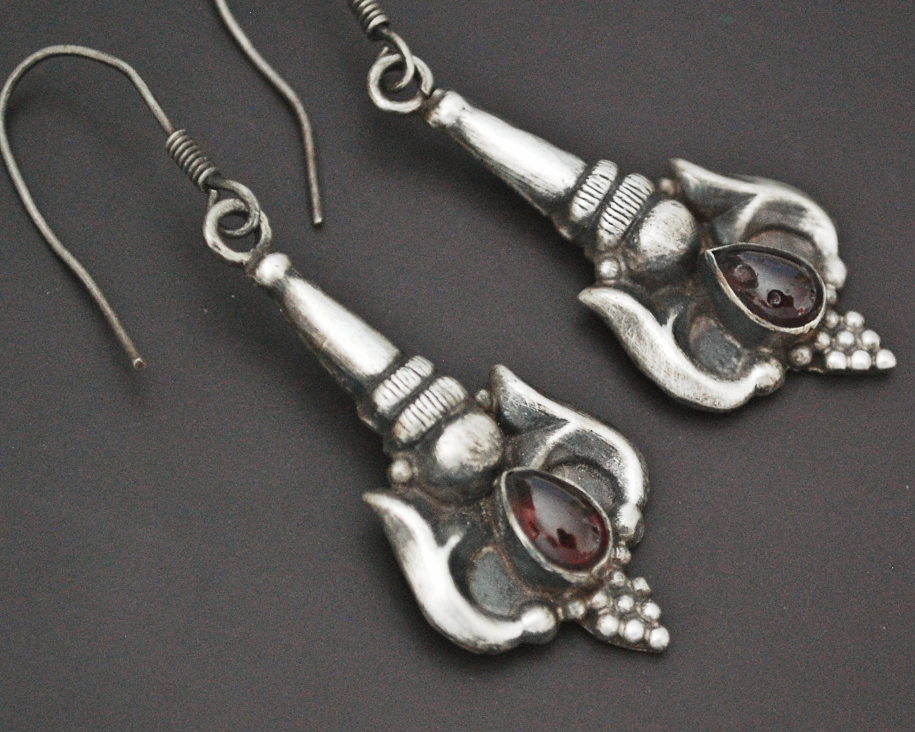 Ethnic Garnet Earrings from India