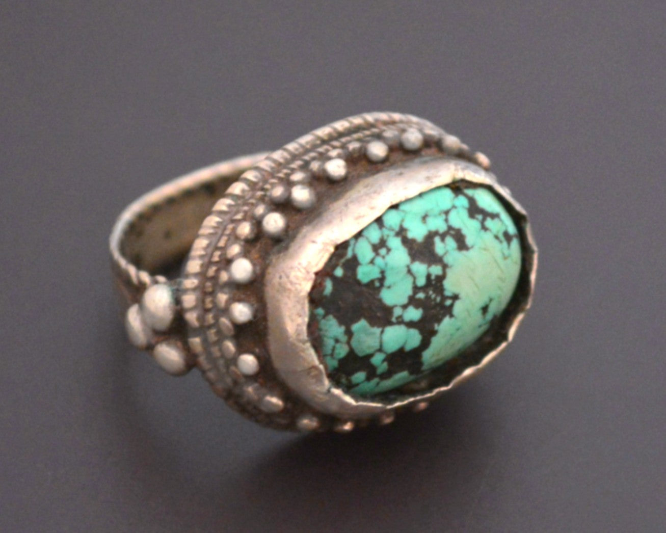 Antique Tibetan Turquoise Ring - Size 10
