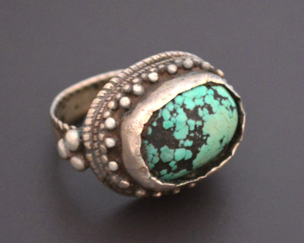 Antique Tibetan Turquoise Ring - Size 10
