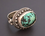 Antique Tibetan Turquoise Ring - Size 10