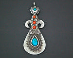 Pretty Uzbek Turquoise and Coral Pendant