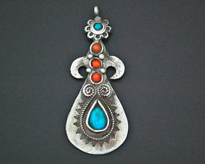 Pretty Uzbek Turquoise and Coral Pendant