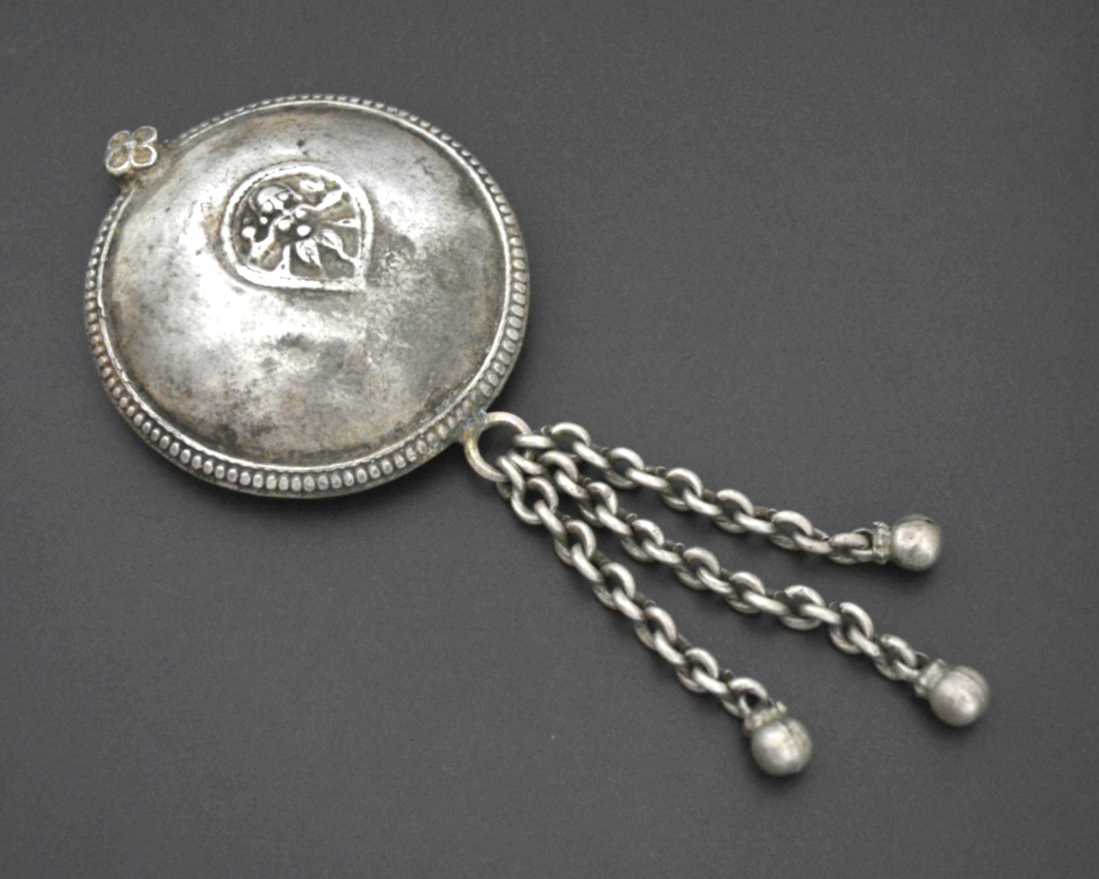 Rajasthani Silver Hindu Diety Pendant with Bells