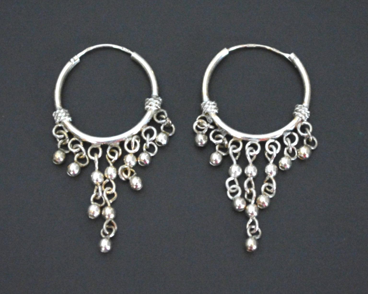 Ethnic Tassel Hoop Earrings - SMALL