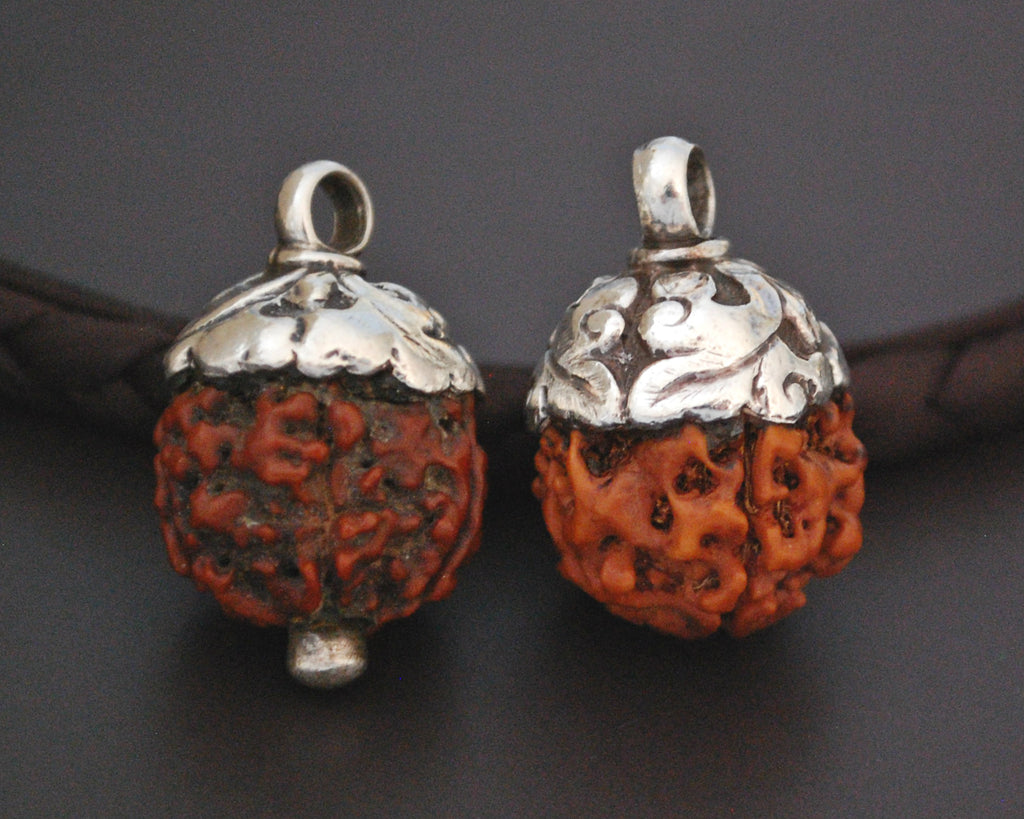 Rudraksha Bead Pendant with Silver Cap