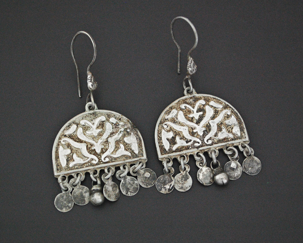Ethnic Silver Dangle Earrings from Egypt