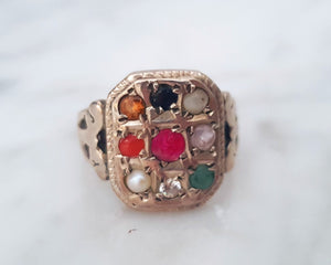 Navaratna Indian Astrology Ring - Size 9