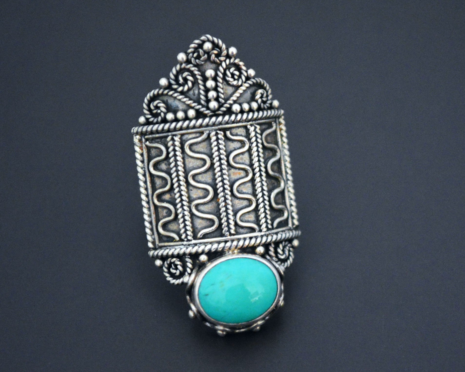 Ethnic Turquoise Ring from Bali - Size 8