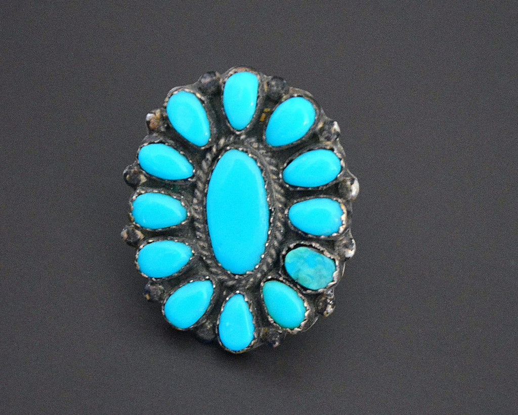 Zuni Cluster Turquoise Ring - Size 6