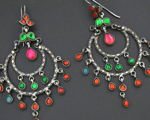 Bold Rajasthani Dangle Earrings with Glass