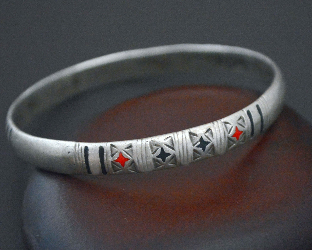 Saharawi Silver Enamel Bracelet - SMALL