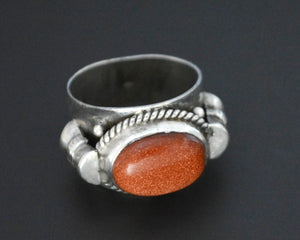 Big Sparkling Sun Star Stone Ring  - Size 8