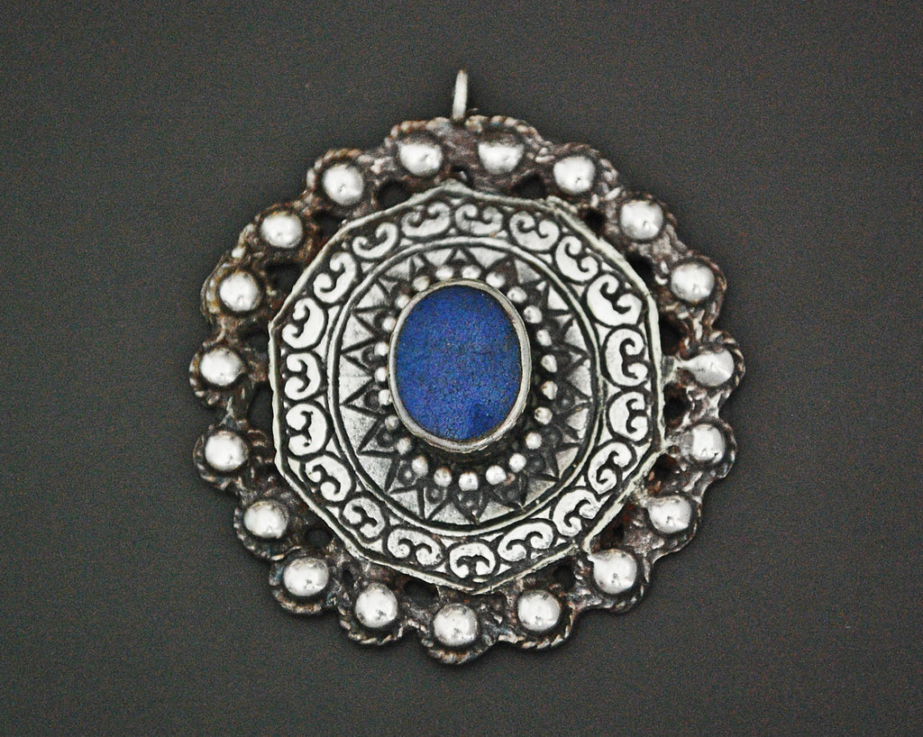 Ethnic Lapis Lazuli Sterling Silver Pendant
