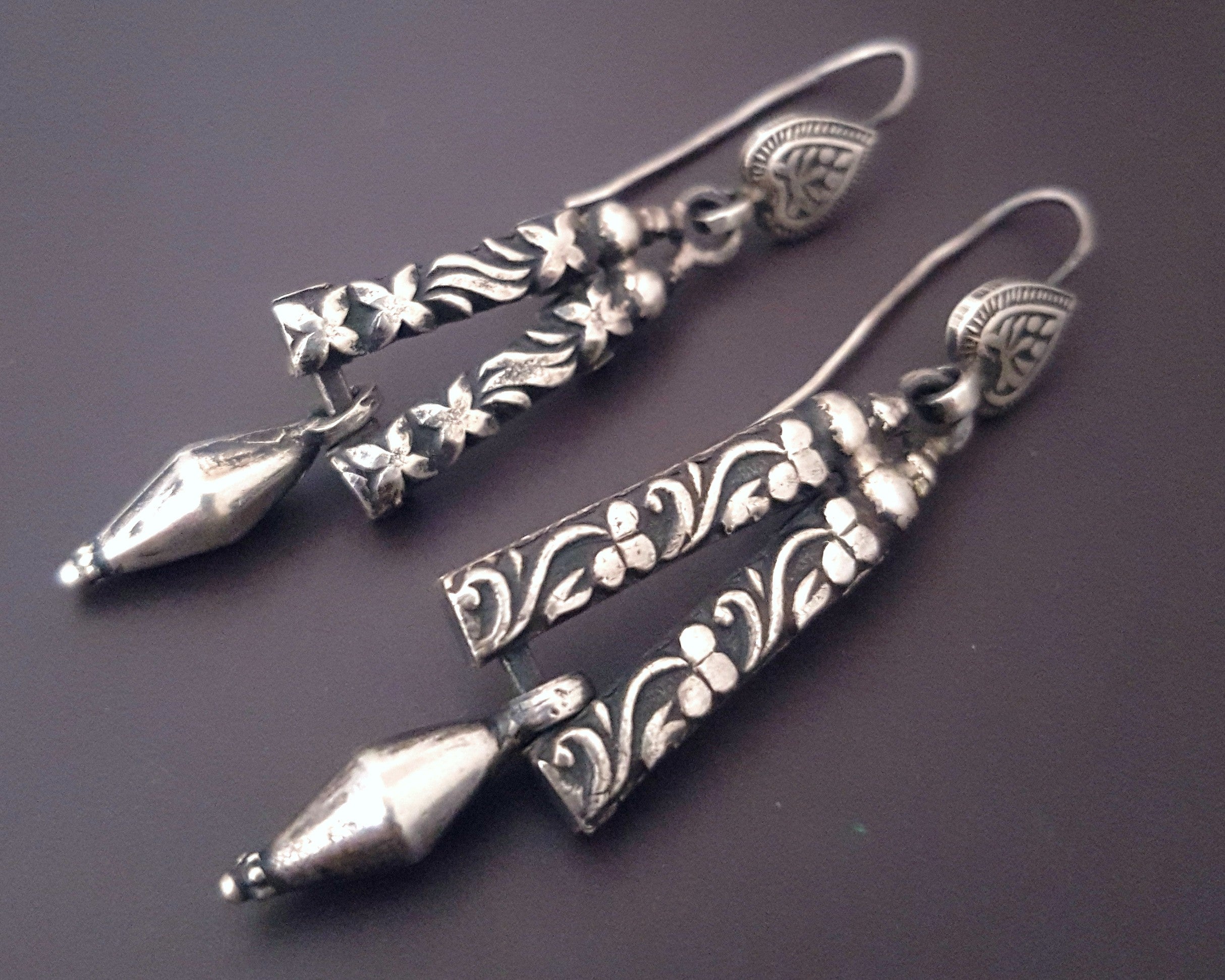 Rajasthani Silver Earrings with Dangle