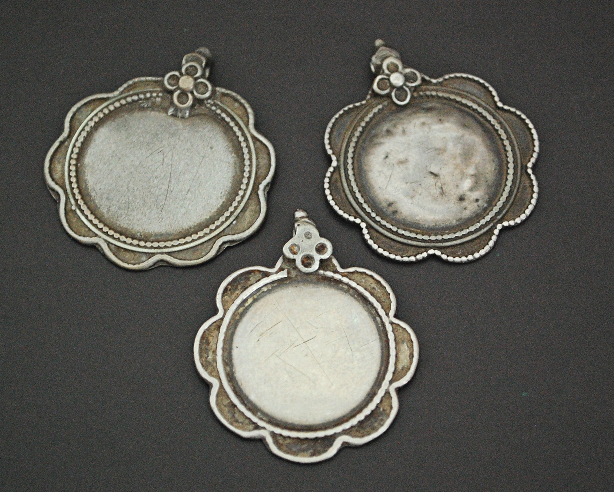 Rajasthani Silver Disc Pendant - Set of Three