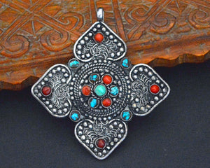 Nepali Turquoise Coral Pendant