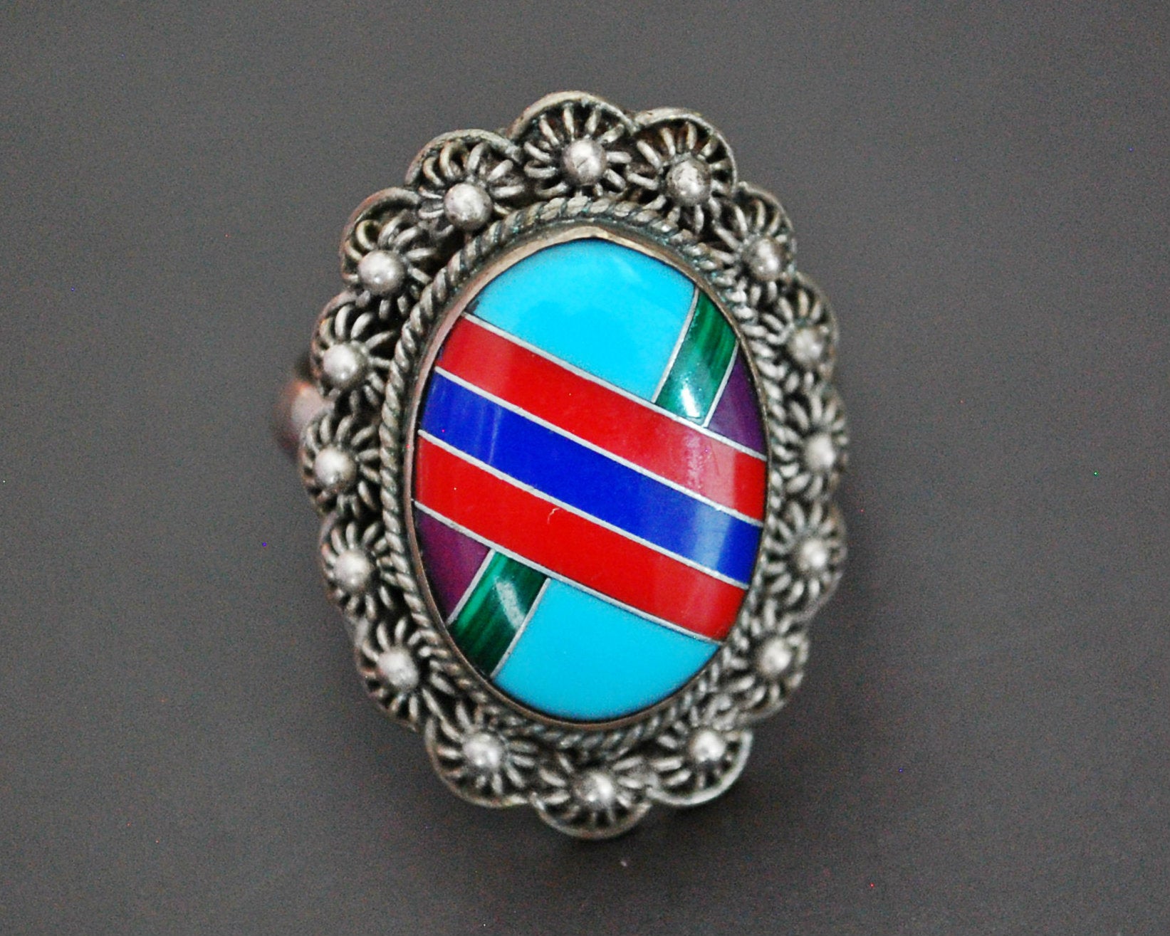 Zuni Multistone Inlay Ring - Size 9