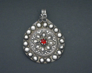 Rajasthani Silver Pendant with Glass