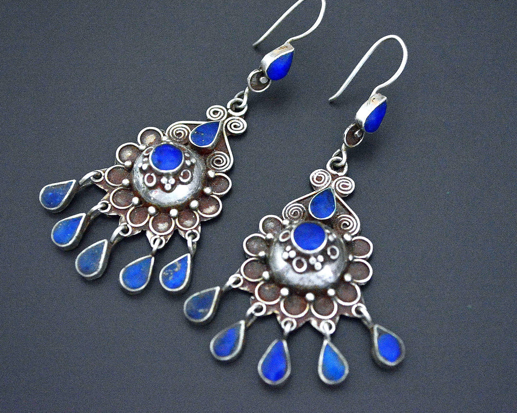 Afghani Lapis Lazuli Earrings with Dangles