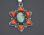 Nepali Turquoise Coral Star Pendant