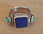 Tibetan Turquoise and Lapis Lazuli Ring - Size 7.75 / 8