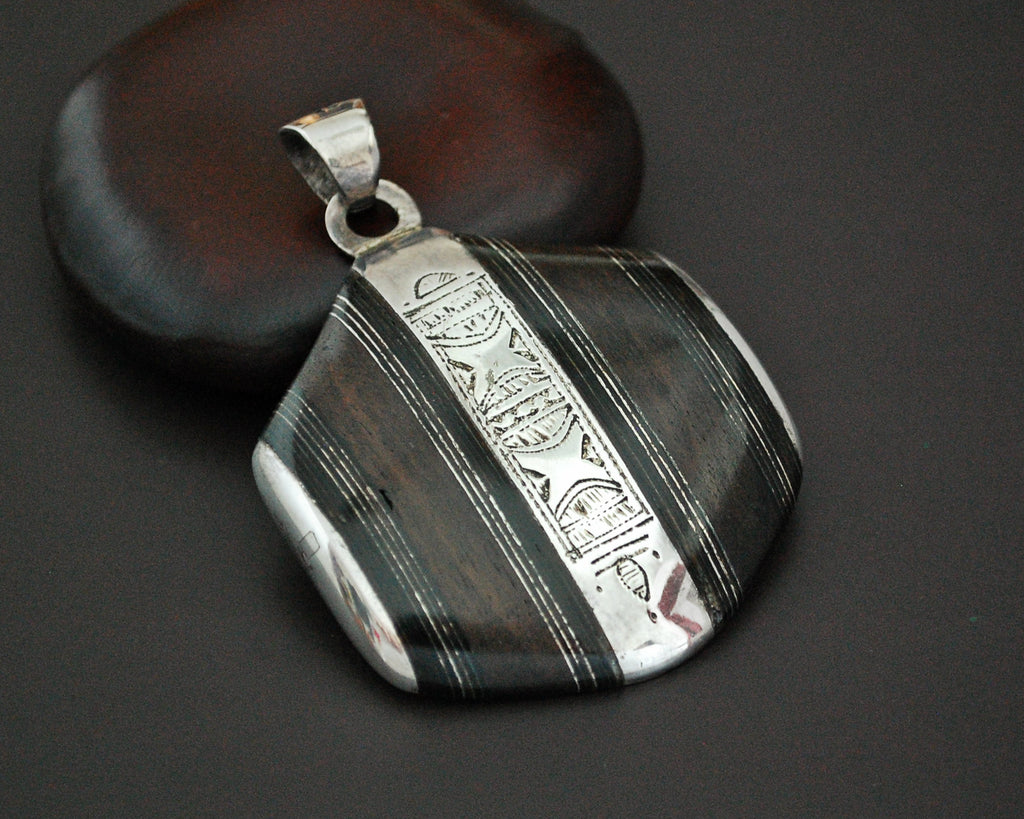 Tuareg Silver Ebony Pendant - LARGE