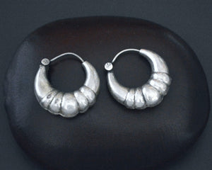 Small Ethnic Tribal Hoop Earrings - Puffy