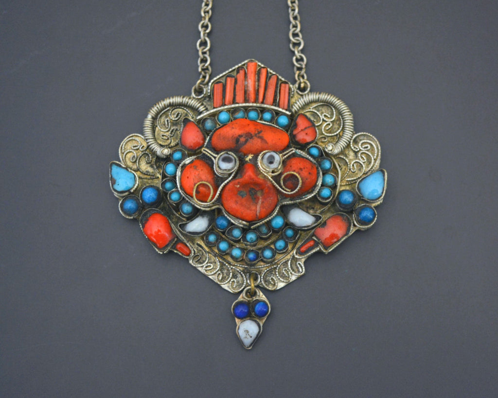 Large Tibetan Nepali Zeeba Pendant Necklace