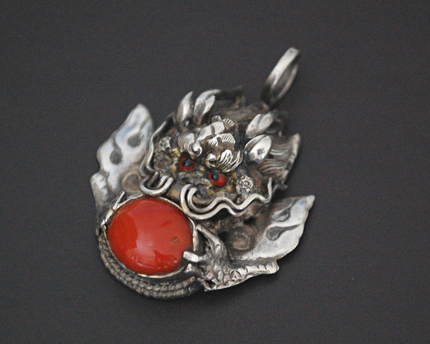 Nepali Coral Dragon Pendant
