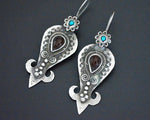 Pretty Uzbek Turquoise and Carnelian Earrings
