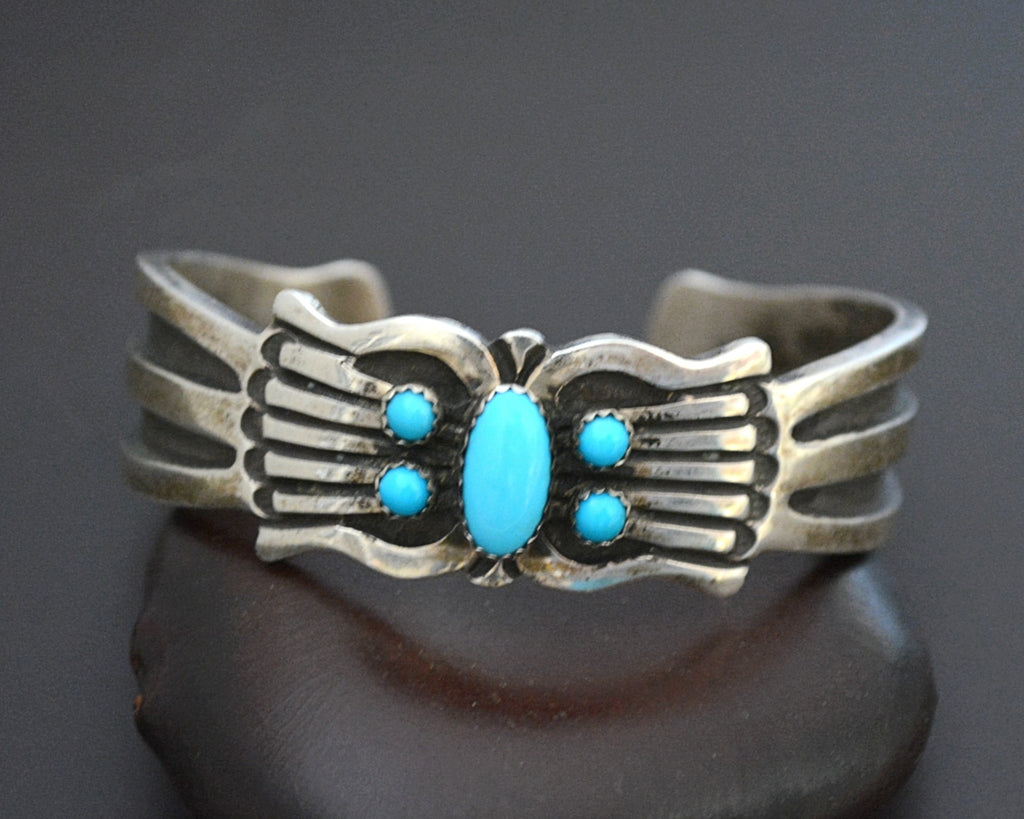 Navajo Signed Turquoise Cuff Bracelet - SMALL