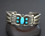 Navajo Signed Turquoise Cuff Bracelet - SMALL