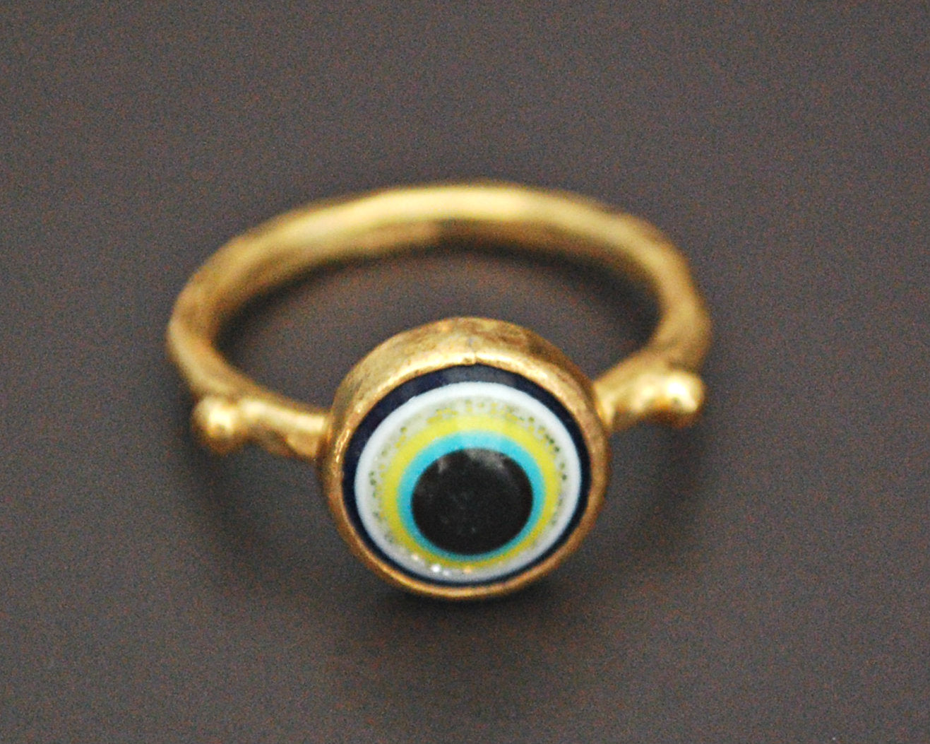 Gilded Sterling Silver Eye Ring - Size 7