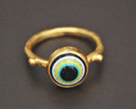 Gilded Sterling Silver Eye Ring - Size 7
