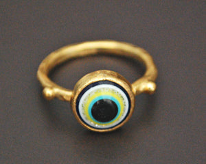 Gilded Sterling Silver Eye Ring - Size 7