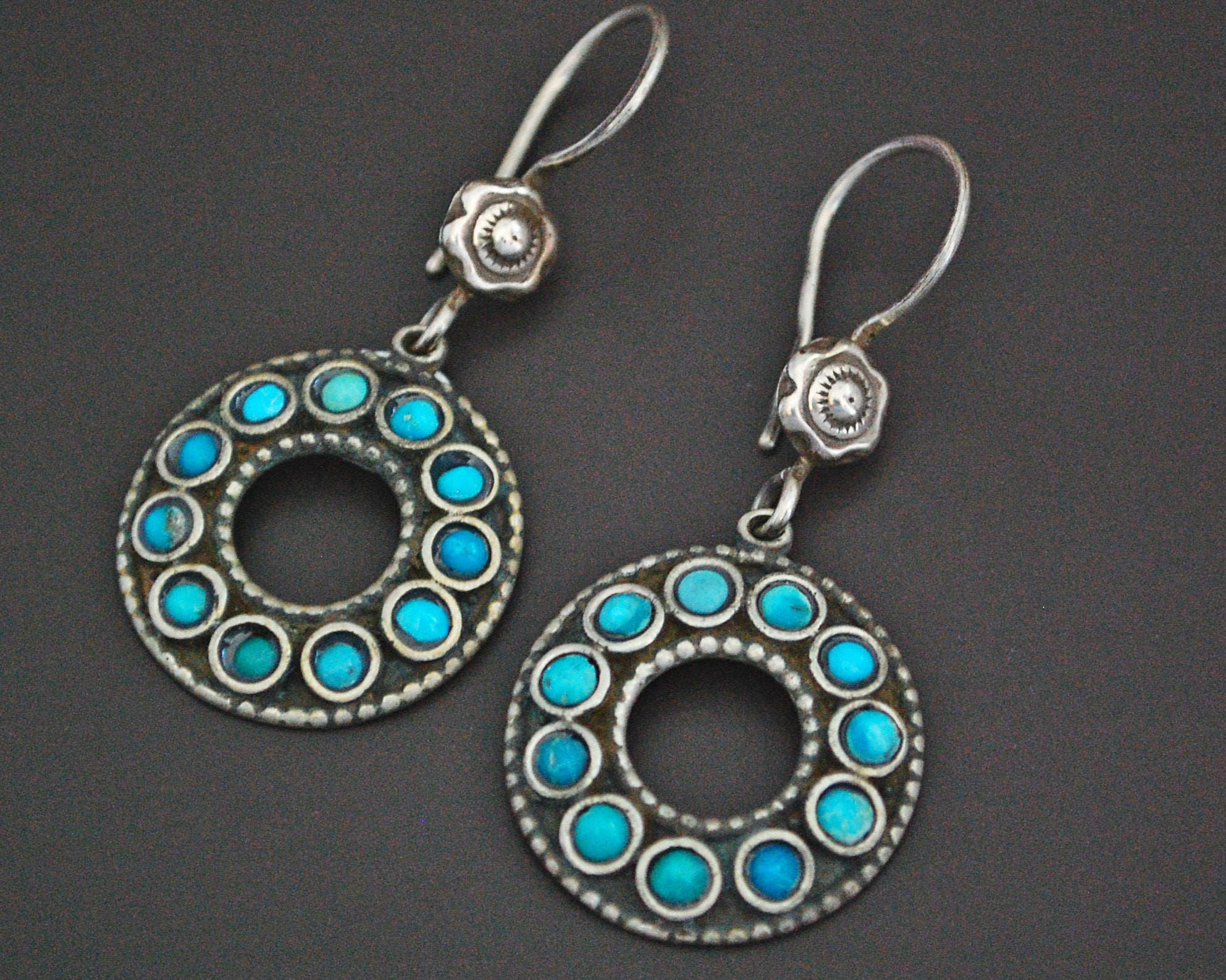 Ethnic Turquoise Earrings from India