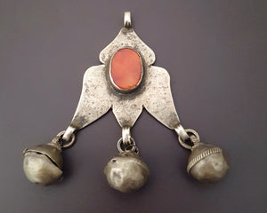 Turkmen Carnelian Pendant with Bells