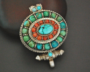 Tibetan Gau Box with Coral and Turquoise