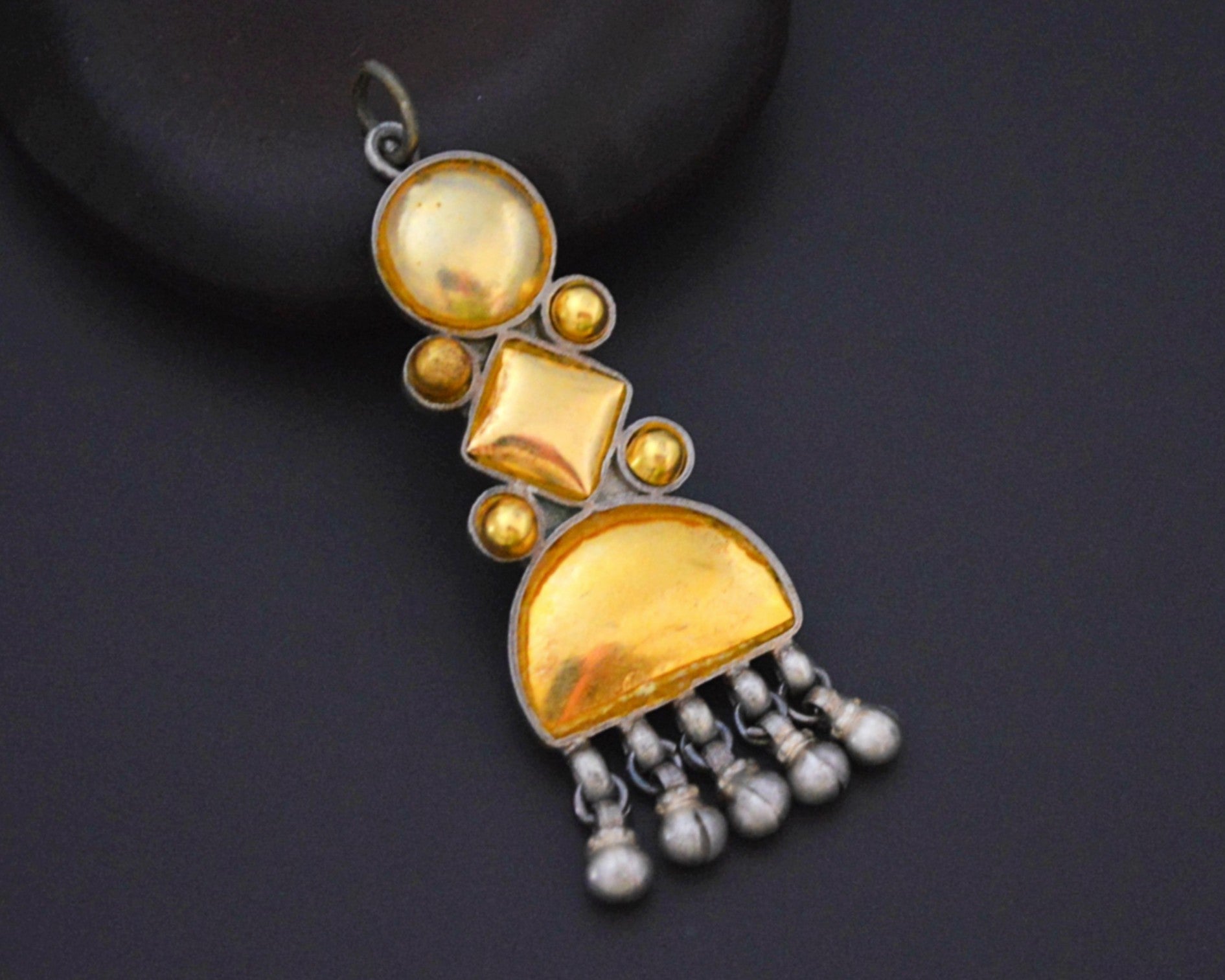 Rajasthani Silver Pendant with Gold Foil