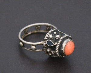 Old Afghani Coral Ring - Size 6