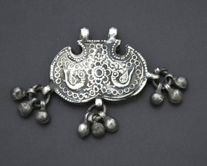 Rajasthani Silver Peacock Pendant with Bells