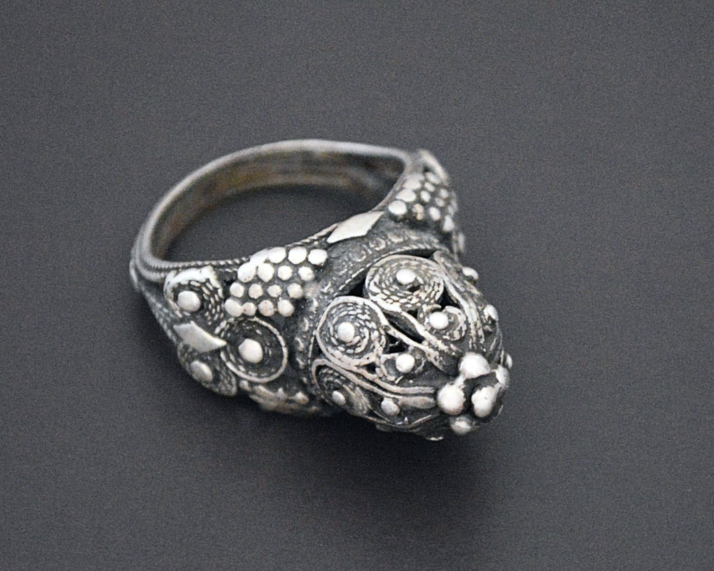 Antique Yemeni Filigree Ring - Size 9.5