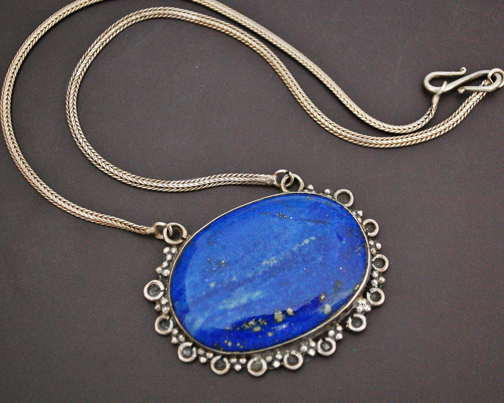 Lapis Lazuli Pendant on Sterling Silver Snake Chain