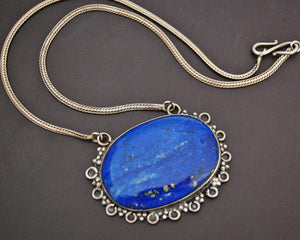 Lapis Lazuli Pendant on Sterling Silver Snake Chain