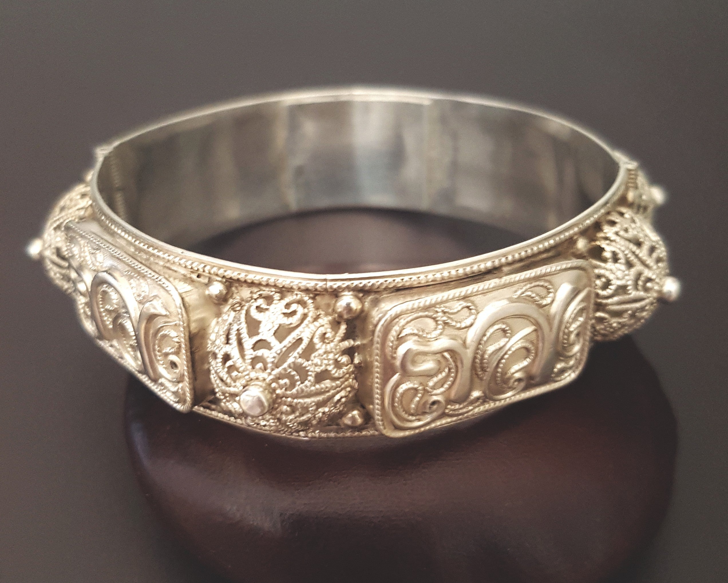 Tunisian Calligraphy Filigree Bracelet - Hinged -