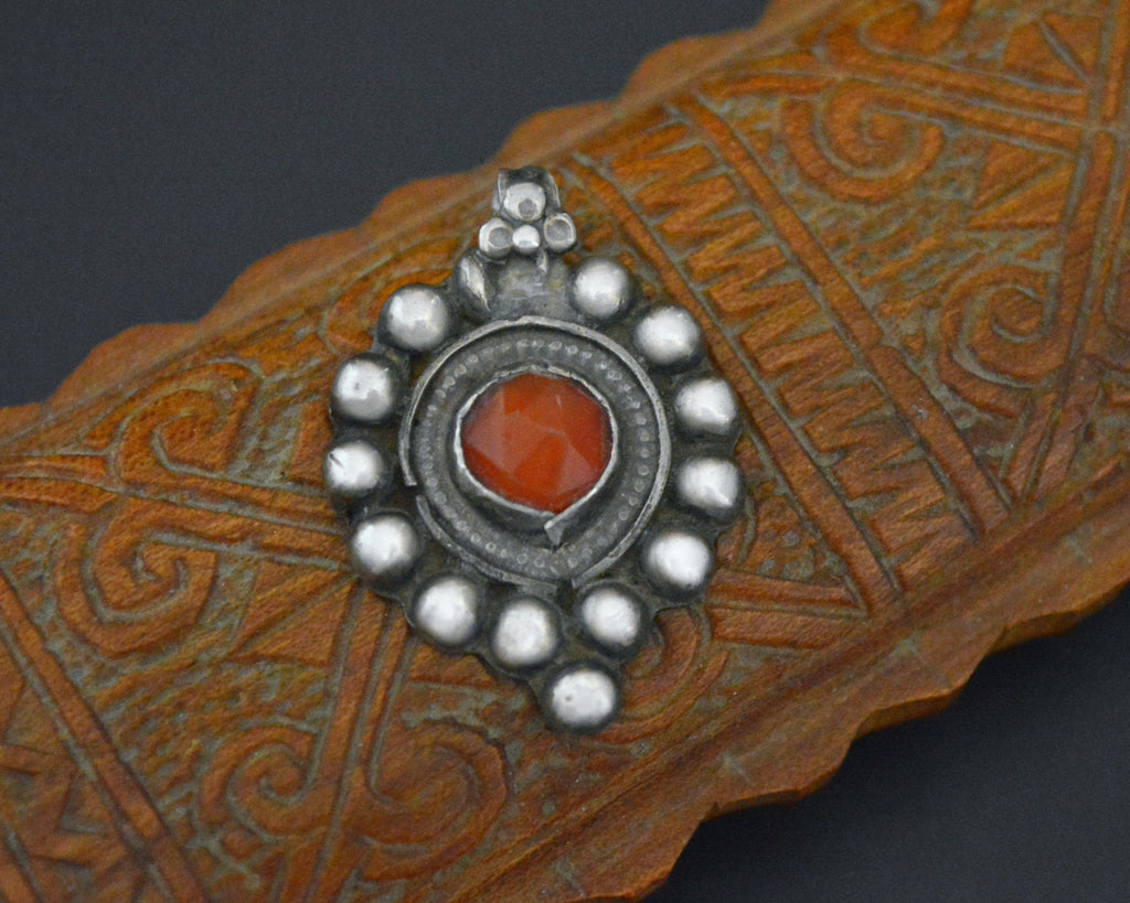 Rajasthani Carnelian Silver Pendant