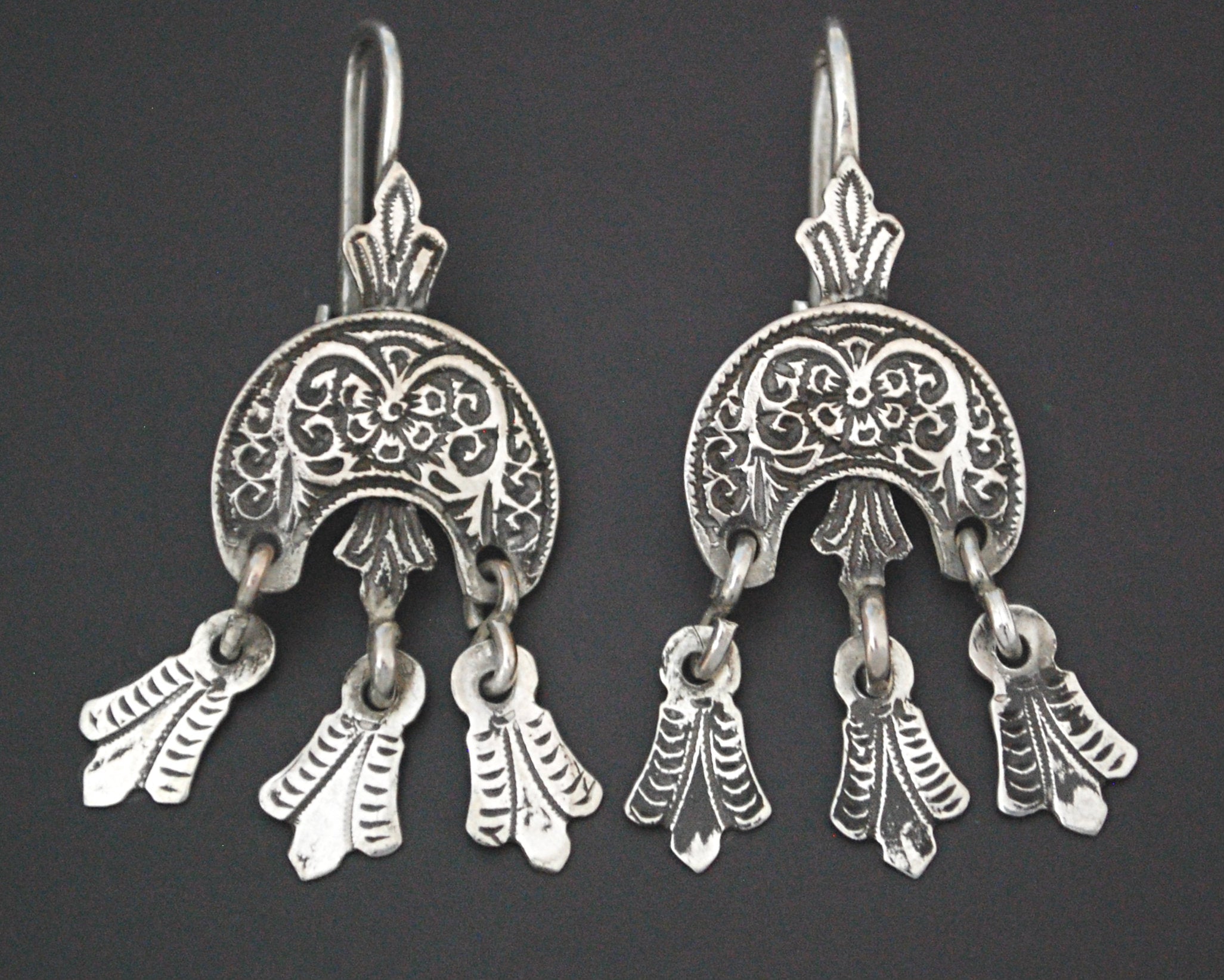 Old Moroccan Berber Earrings with Dangles